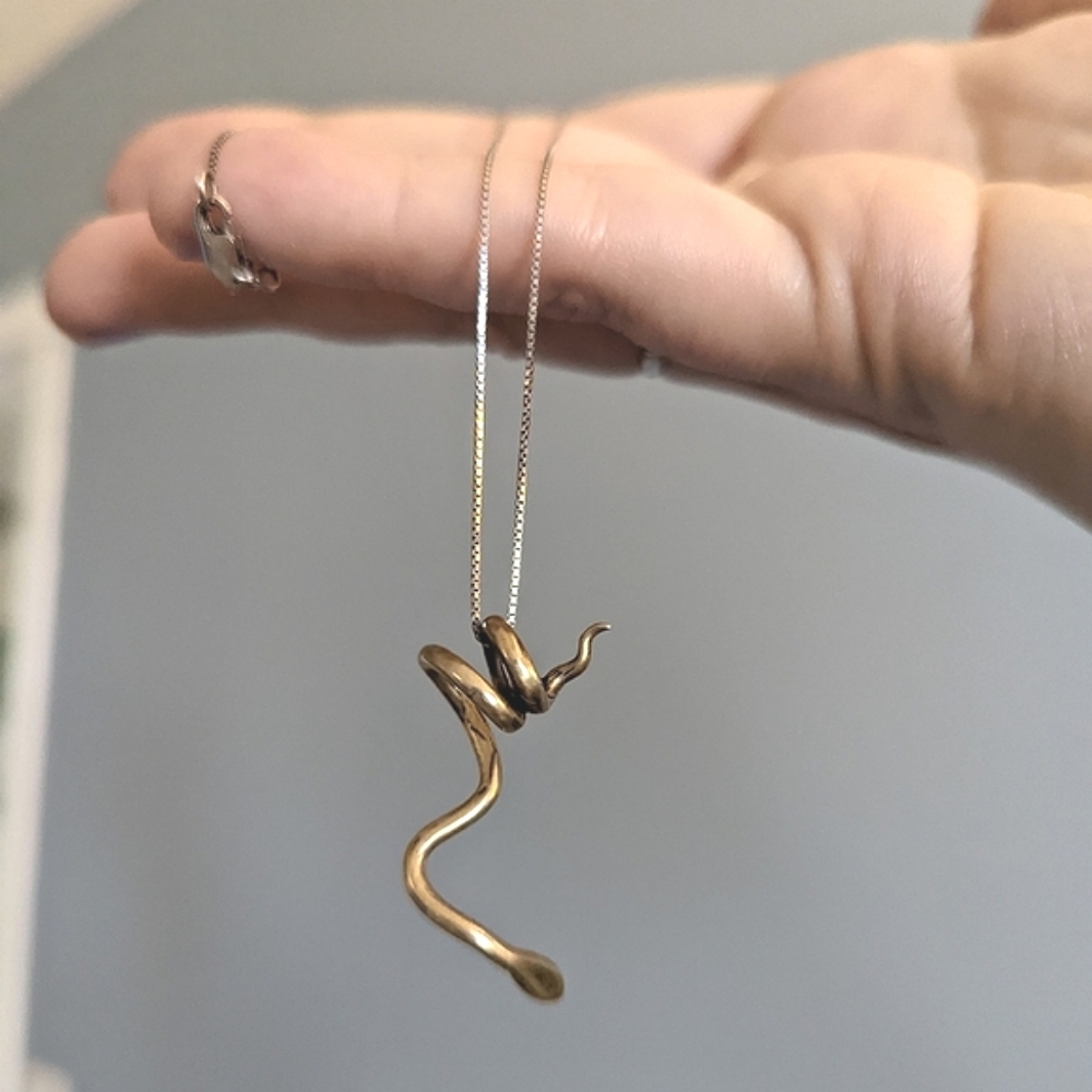 Medusa snake serpent sterling silver necklace, handmade